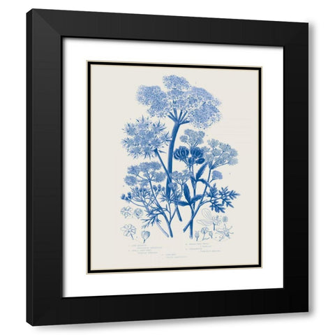 Flowering Plants VI Mid Blue Black Modern Wood Framed Art Print with Double Matting by Wild Apple Portfolio