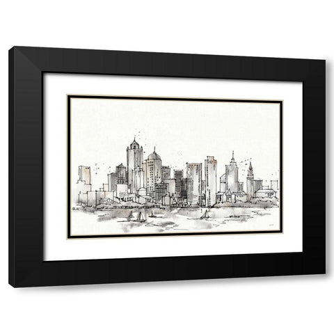 Skyline Sketches III No Words Flowers Black Modern Wood Framed Art Print with Double Matting by Tavoletti, Anne