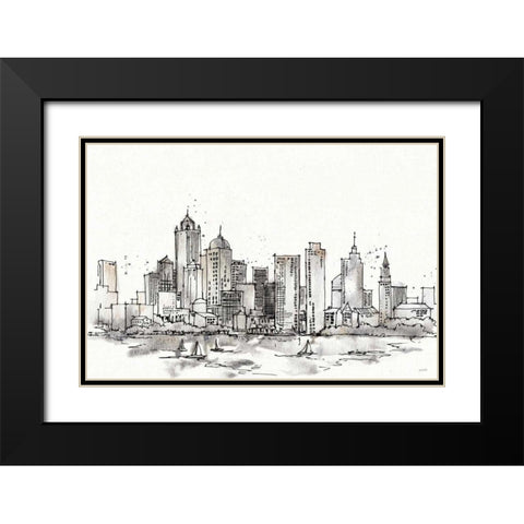 Skyline Sketches III No Words Flowers Black Modern Wood Framed Art Print with Double Matting by Tavoletti, Anne