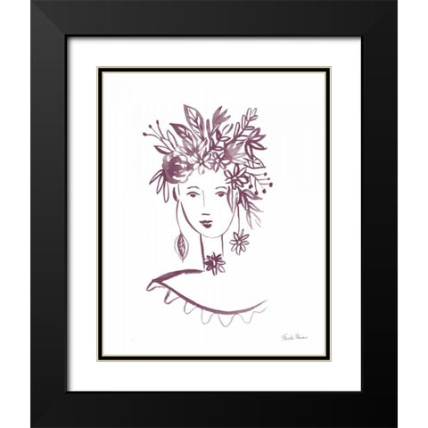 Flower Girl I Plum Black Modern Wood Framed Art Print with Double Matting by Zaman, Farida
