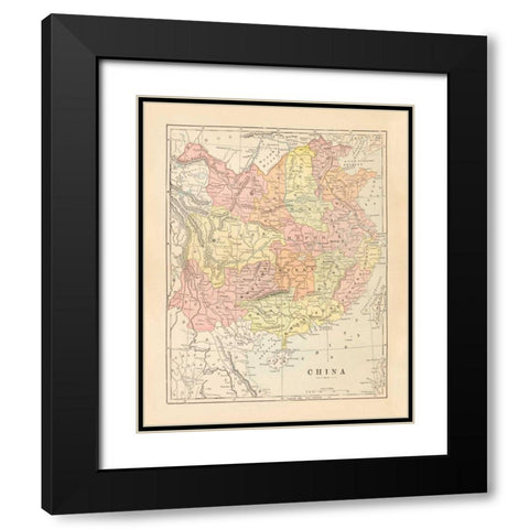 Map of China Black Modern Wood Framed Art Print with Double Matting by Wild Apple Portfolio