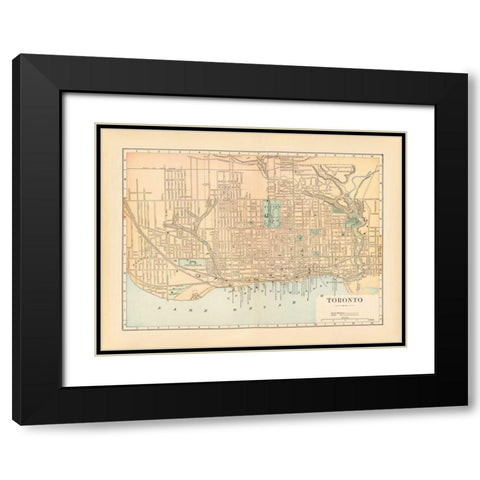 Map of Toronto Black Modern Wood Framed Art Print with Double Matting by Wild Apple Portfolio