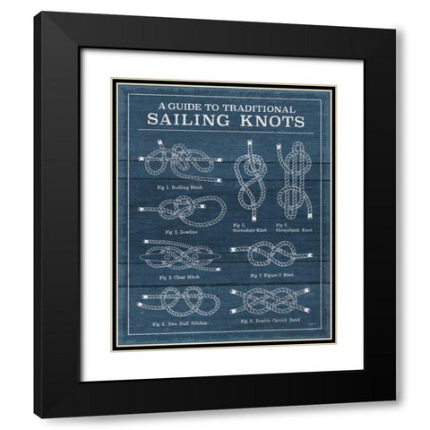 Vintage Sailing Knots XIII Black Modern Wood Framed Art Print with Double Matting by Urban, Mary