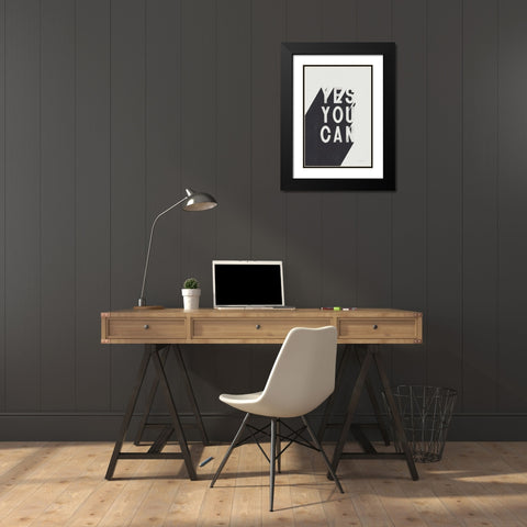 Yes You Can BW Black Modern Wood Framed Art Print with Double Matting by Thorns, Becky