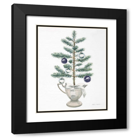 White Christmas Tree Navy Black Modern Wood Framed Art Print with Double Matting by Fabiano, Marco