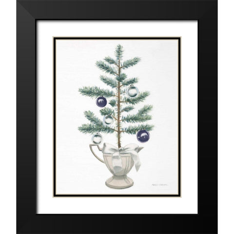 White Christmas Tree Navy Black Modern Wood Framed Art Print with Double Matting by Fabiano, Marco