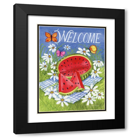 Summertime Welcome Black Modern Wood Framed Art Print with Double Matting by McKenna, Kathleen Parr