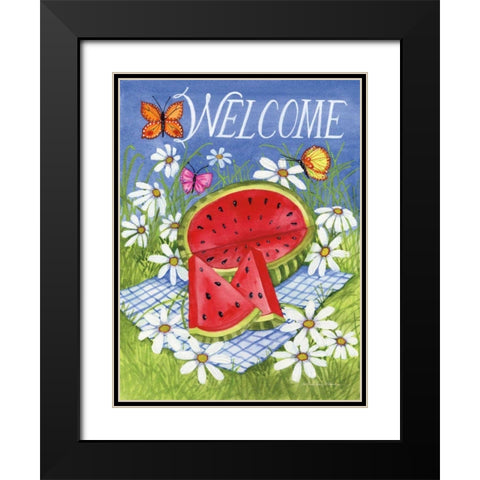 Summertime Welcome Black Modern Wood Framed Art Print with Double Matting by McKenna, Kathleen Parr