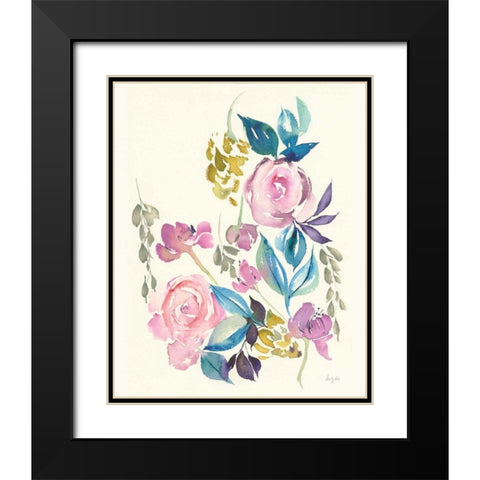 Kristys Roses Black Modern Wood Framed Art Print with Double Matting by Rice, Kristy