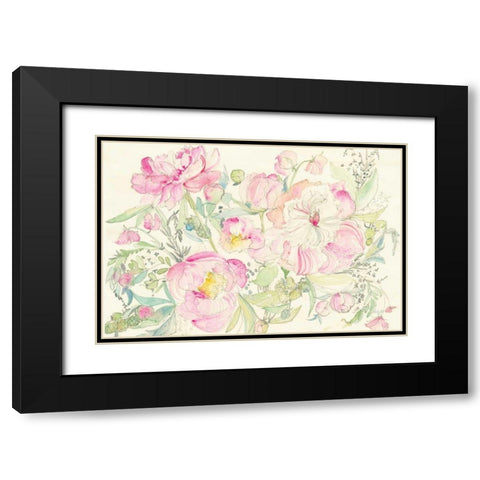 Peony Garden Black Modern Wood Framed Art Print with Double Matting by Rice, Kristy