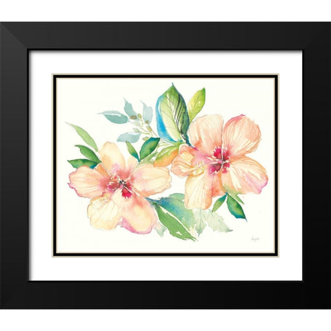 Pastel Garden Hibiscus Black Modern Wood Framed Art Print with Double Matting by Rice, Kristy