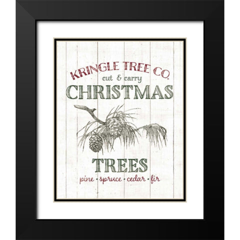 Christmas Tree Farm Sign Black Modern Wood Framed Art Print with Double Matting by Wild Apple Portfolio