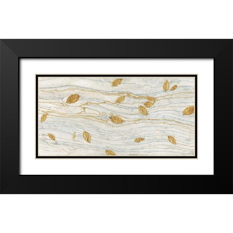 Golden Fossil Leaves Black Modern Wood Framed Art Print with Double Matting by Wiens, James