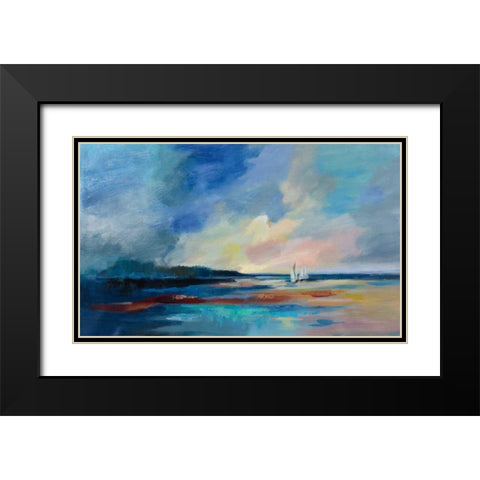 Ultramarine Sea and Sky Black Modern Wood Framed Art Print with Double Matting by Vassileva, Silvia