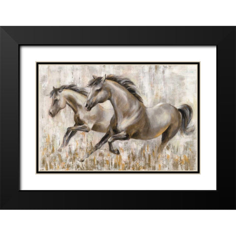 Running Horses Black Modern Wood Framed Art Print with Double Matting by Vassileva, Silvia