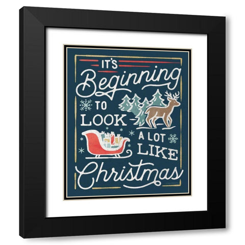 Christmas Adventures VII Dark Black Modern Wood Framed Art Print with Double Matting by Marshall, Laura