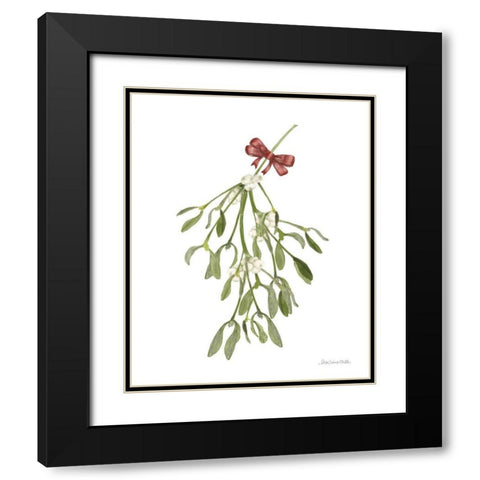 Peace and Joy Mistletoe Black Modern Wood Framed Art Print with Double Matting by Miller, Sara Zieve