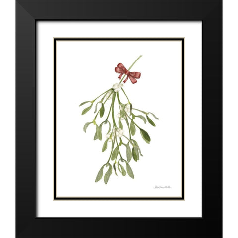 Peace and Joy Mistletoe Black Modern Wood Framed Art Print with Double Matting by Miller, Sara Zieve