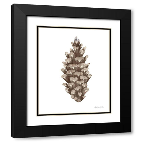 Peace and Joy Pinecone Black Modern Wood Framed Art Print with Double Matting by Miller, Sara Zieve