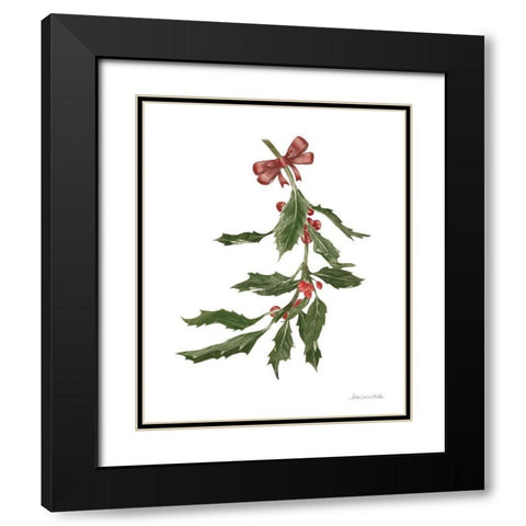 Peace and Joy Holly Black Modern Wood Framed Art Print with Double Matting by Miller, Sara Zieve