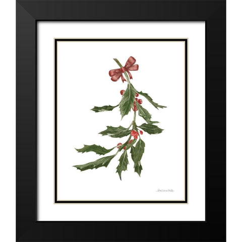 Peace and Joy Holly Black Modern Wood Framed Art Print with Double Matting by Miller, Sara Zieve
