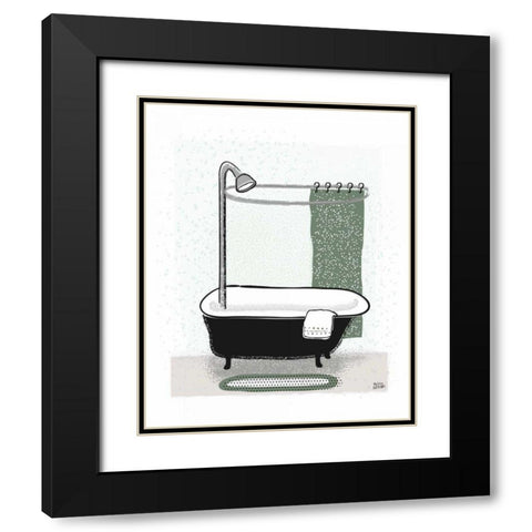 Sage Bath I Black Modern Wood Framed Art Print with Double Matting by Averinos, Melissa