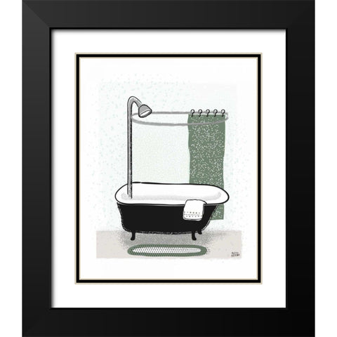 Sage Bath I Black Modern Wood Framed Art Print with Double Matting by Averinos, Melissa