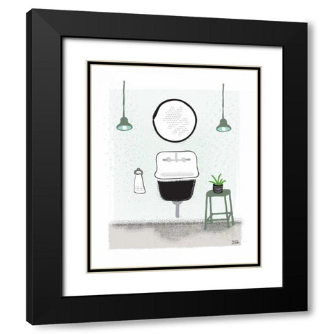 Sage Bath II Black Modern Wood Framed Art Print with Double Matting by Averinos, Melissa