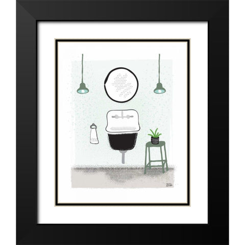 Sage Bath II Black Modern Wood Framed Art Print with Double Matting by Averinos, Melissa