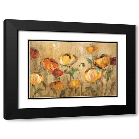 Joyful Ranunculi Black Modern Wood Framed Art Print with Double Matting by Vassileva, Silvia