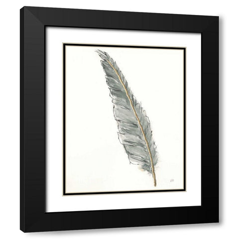 Gold Feathers VI Green Black Modern Wood Framed Art Print with Double Matting by Paschke, Chris