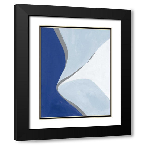 Retro Abstract III Blue Black Modern Wood Framed Art Print with Double Matting by Nai, Danhui