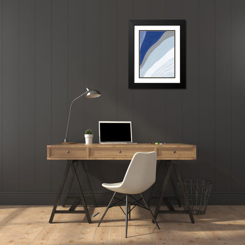 Retro Abstract IV Blue Black Modern Wood Framed Art Print with Double Matting by Nai, Danhui