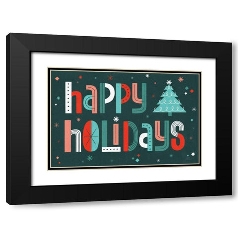 Retro Holiday II Black Modern Wood Framed Art Print with Double Matting by Marshall, Laura