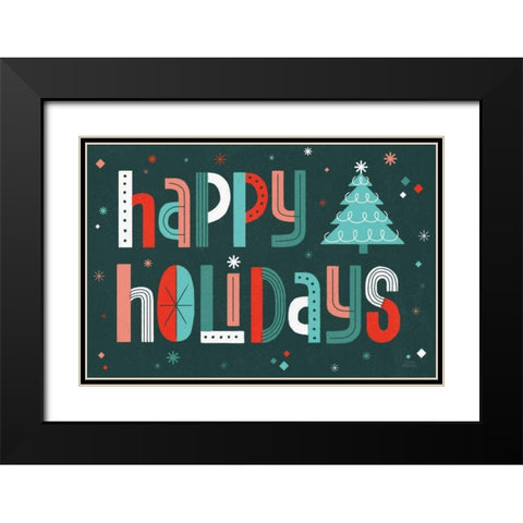 Retro Holiday II Black Modern Wood Framed Art Print with Double Matting by Marshall, Laura