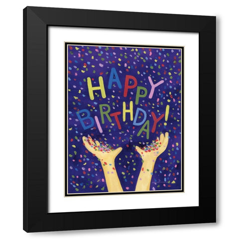 Happy Birthday Hooray Black Modern Wood Framed Art Print with Double Matting by McKenna, Kathleen Parr