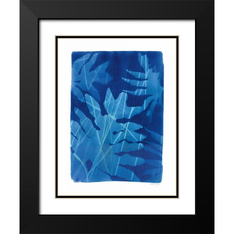 Cyanotype Tropical V Black Modern Wood Framed Art Print with Double Matting by Green, Nancy
