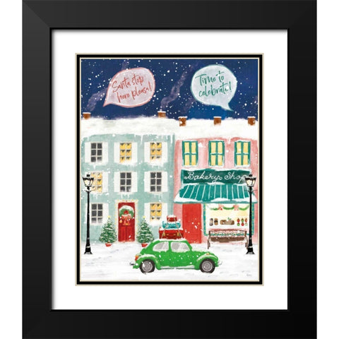 Hometown Holiday II Black Modern Wood Framed Art Print with Double Matting by Charron, Veronique