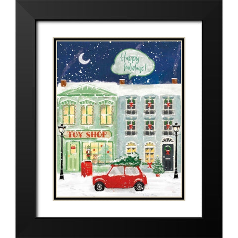 Hometown Holiday III Black Modern Wood Framed Art Print with Double Matting by Charron, Veronique