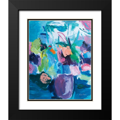 Plum Floral Abstract Black Modern Wood Framed Art Print with Double Matting by Zaman, Farida