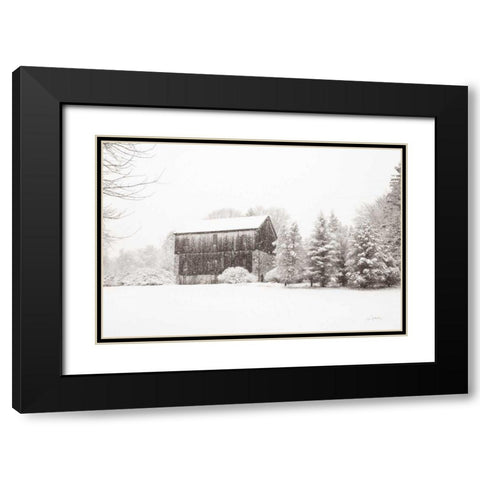 First Snow BW Crop Black Modern Wood Framed Art Print with Double Matting by Aledanda