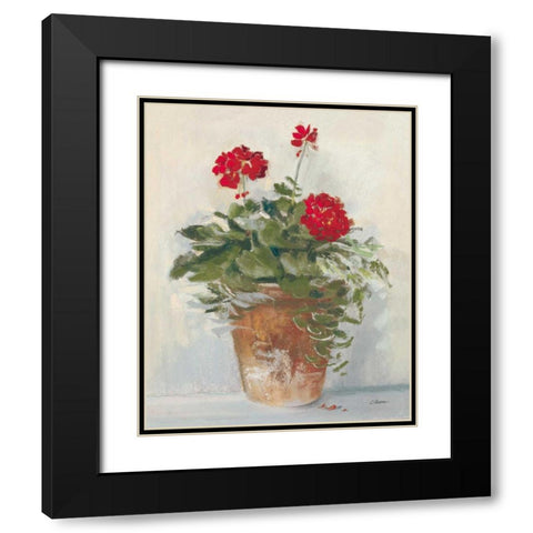 Potted Geraniums II Light Black Modern Wood Framed Art Print with Double Matting by Rowan, Carol