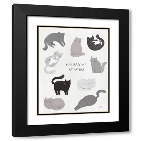 You Had Me at Meow Black Modern Wood Framed Art Print with Double Matting by Marshall, Laura