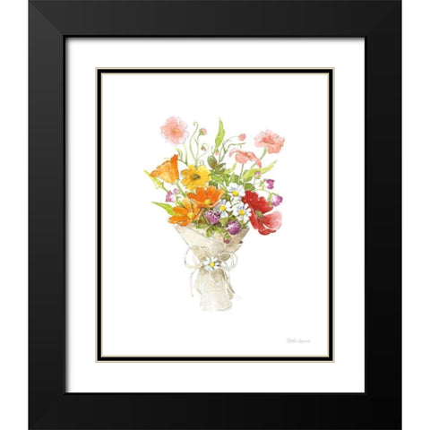 Farmhouse Floral V White Black Modern Wood Framed Art Print with Double Matting by Grove, Beth