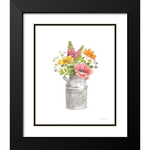 Farmhouse Floral VIII White Black Modern Wood Framed Art Print with Double Matting by Grove, Beth