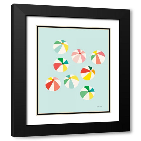 Beach Umbrellas Black Modern Wood Framed Art Print with Double Matting by Kelle, Ann