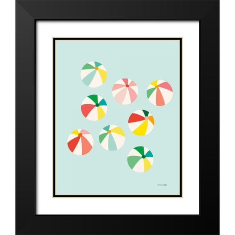 Beach Umbrellas Black Modern Wood Framed Art Print with Double Matting by Kelle, Ann