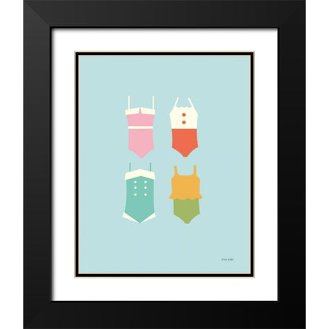 Summer Bathing Suits Blue Black Modern Wood Framed Art Print with Double Matting by Kelle, Ann