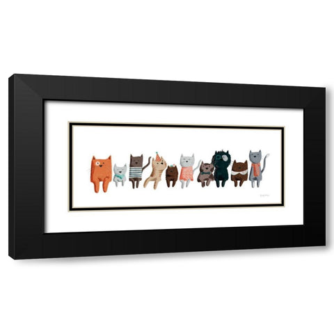 Picnic Pets Cats III Black Modern Wood Framed Art Print with Double Matting by Thorns, Becky