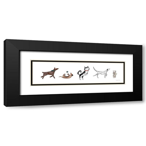 Playful Pets Dogs III Black Modern Wood Framed Art Print with Double Matting by Thorns, Becky